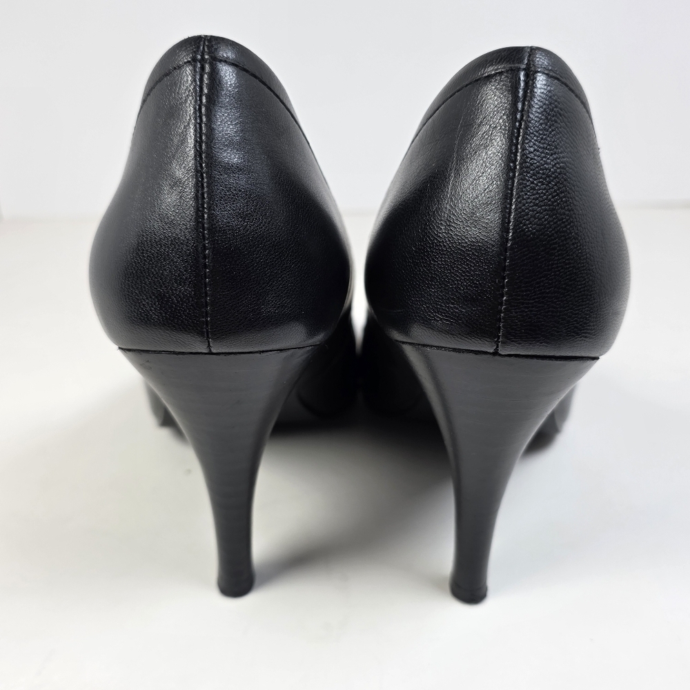 Roberto Vianni Black Leather Buckle Stiletto Heels - Picture 5 of 9